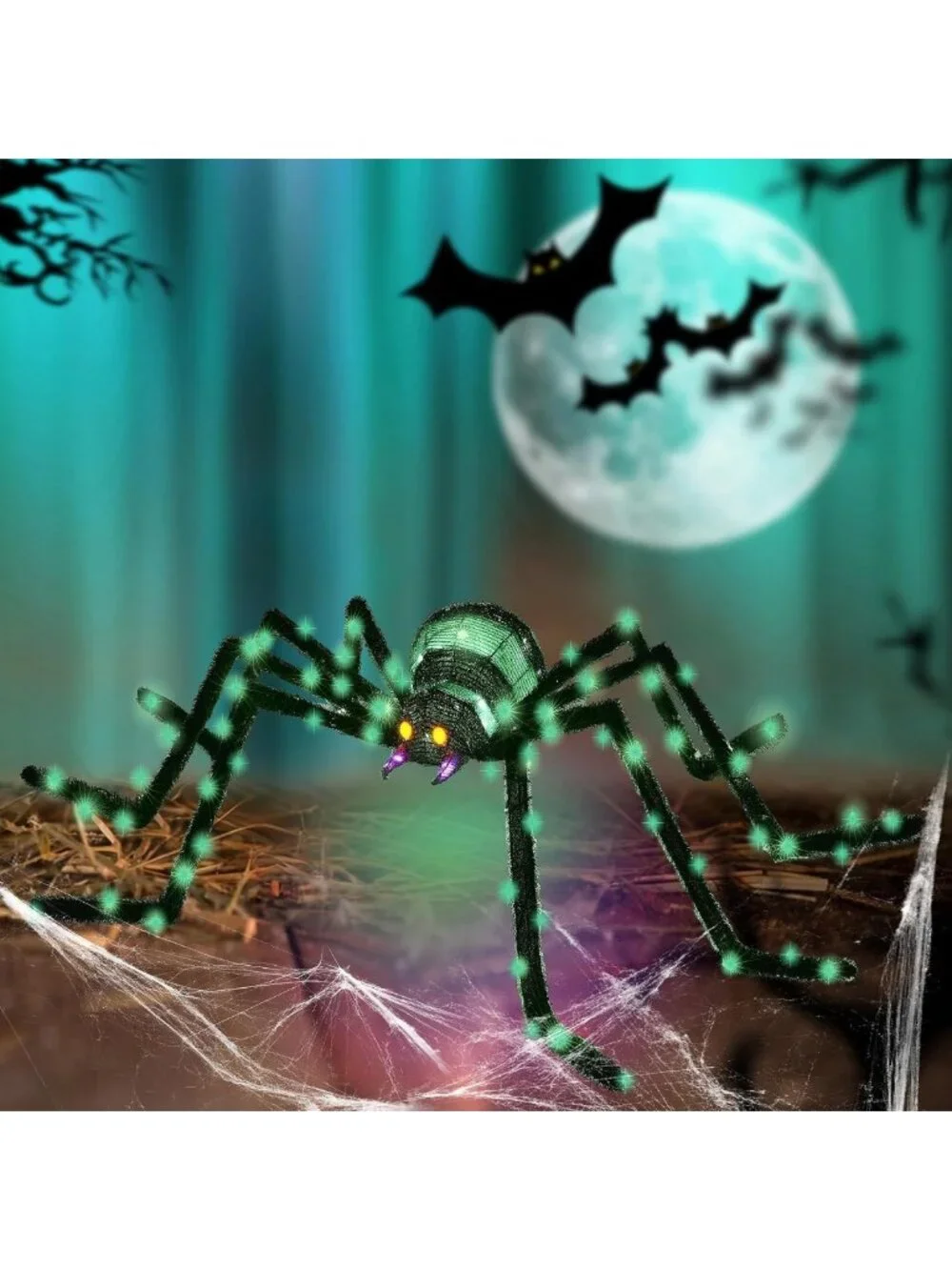 Giant 6.8ft Light Up Spider Halloween Decoration with 115 LED Lights for Yard